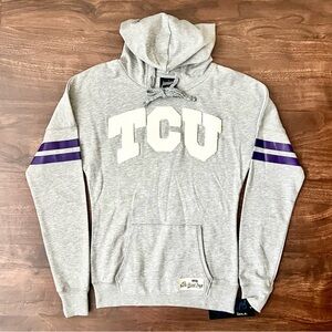TCU Horned Frogs Teens Juniors Girls Light Gray Hooded Sweatshirt Size S NWT